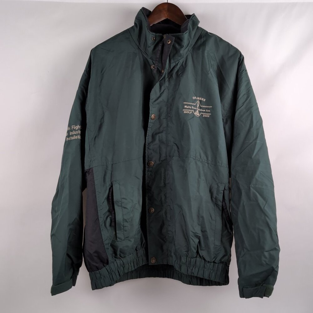 Vintage Y2K White Ridge Men's Dark Green/Black Nylon Jacket Zip Up Buttons, Size